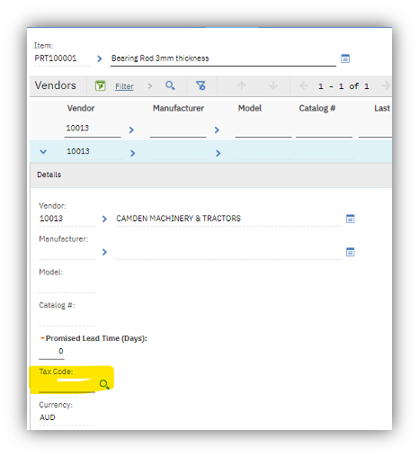 Maximo Bdi Map Code Tax Code Defaulting Hierarchy in IBM Maximo